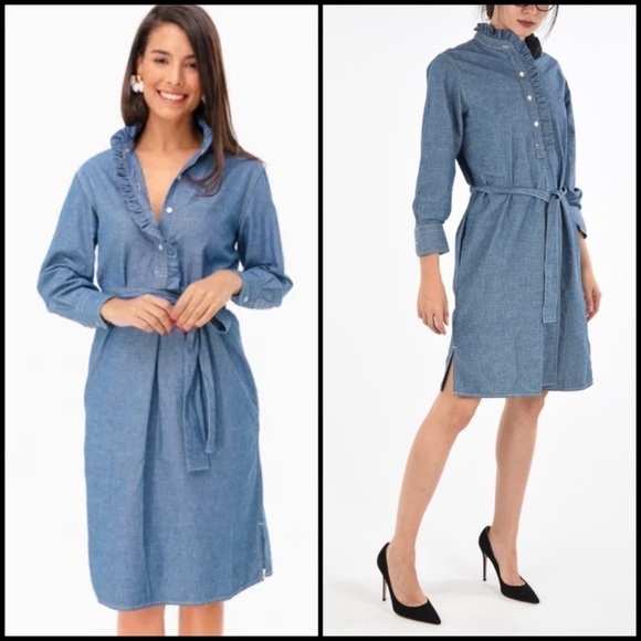 EUC Tory Burch Deneuve Light Blue‎ Denim Knee Length Shirtdress size XS chambray - Picture 1 of 14